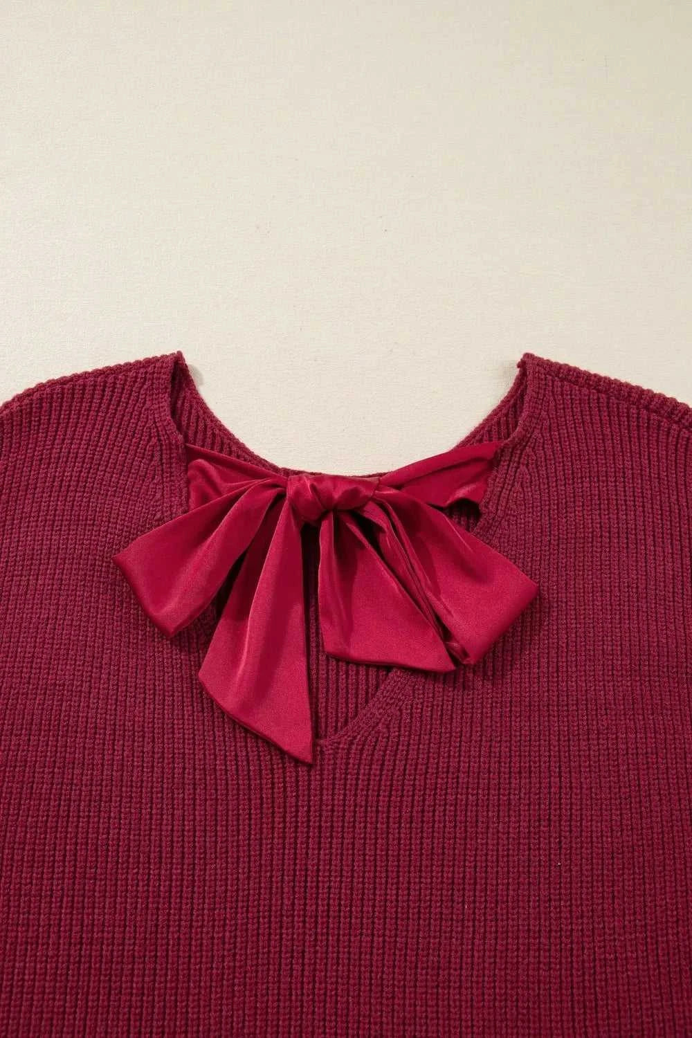 Ribbed Knit Ribbon Knot Backless Drop Shoulder Sweater 100100241929655 56 Affordable Fashion Under $100 Jerry's Apparel 