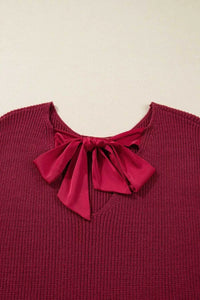 Ribbed Knit Ribbon Knot Backless Drop Shoulder Sweater 100100241929655 56 Affordable Fashion Under $100 Jerry's Apparel 