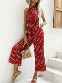 Polka Dot Halter Neck Wide Leg Jumpsuit 100100526983113 42 Affordable Fashion Under $100 Jerry's Apparel 