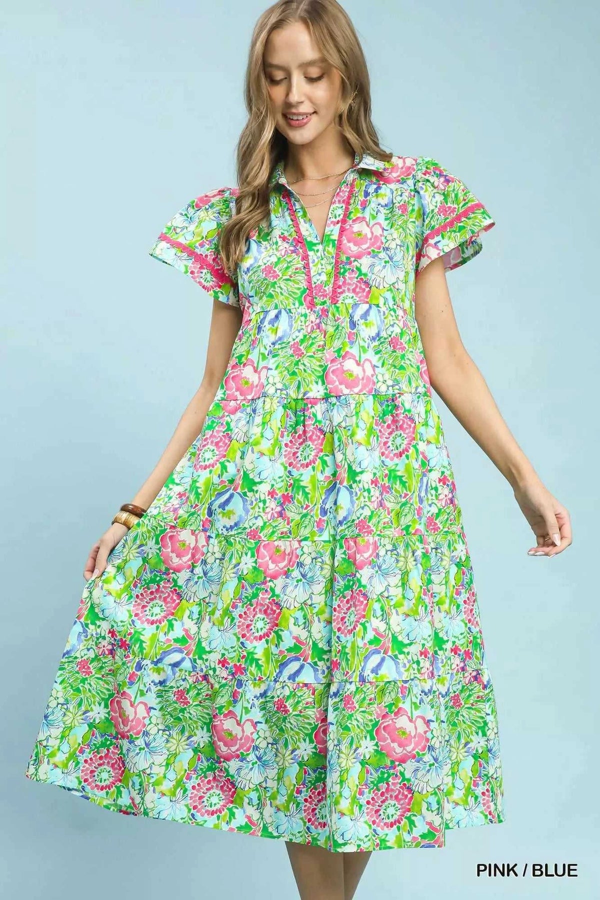 Umgee Bold Mixed Floral Tiered Midi Dress 100100044911362 66 Affordable Fashion Under $100 Jerry's Apparel 