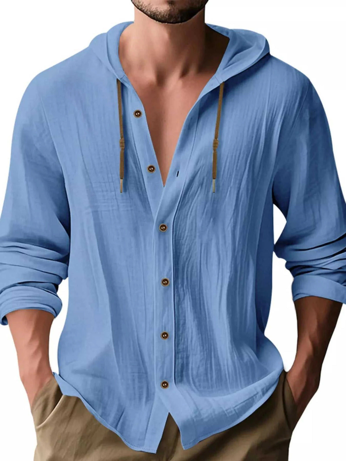 Men's Full Size Drawstring Button Up Hooded Shirt Plus Size 100400342526888 29 Affordable Fashion Under $100 Jerry's Apparel 