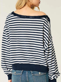 Striped Off-Shoulder Ribbon Accent Sweatshirt 100100561585200 31 Affordable Fashion Under $100 Jerry's Apparel 