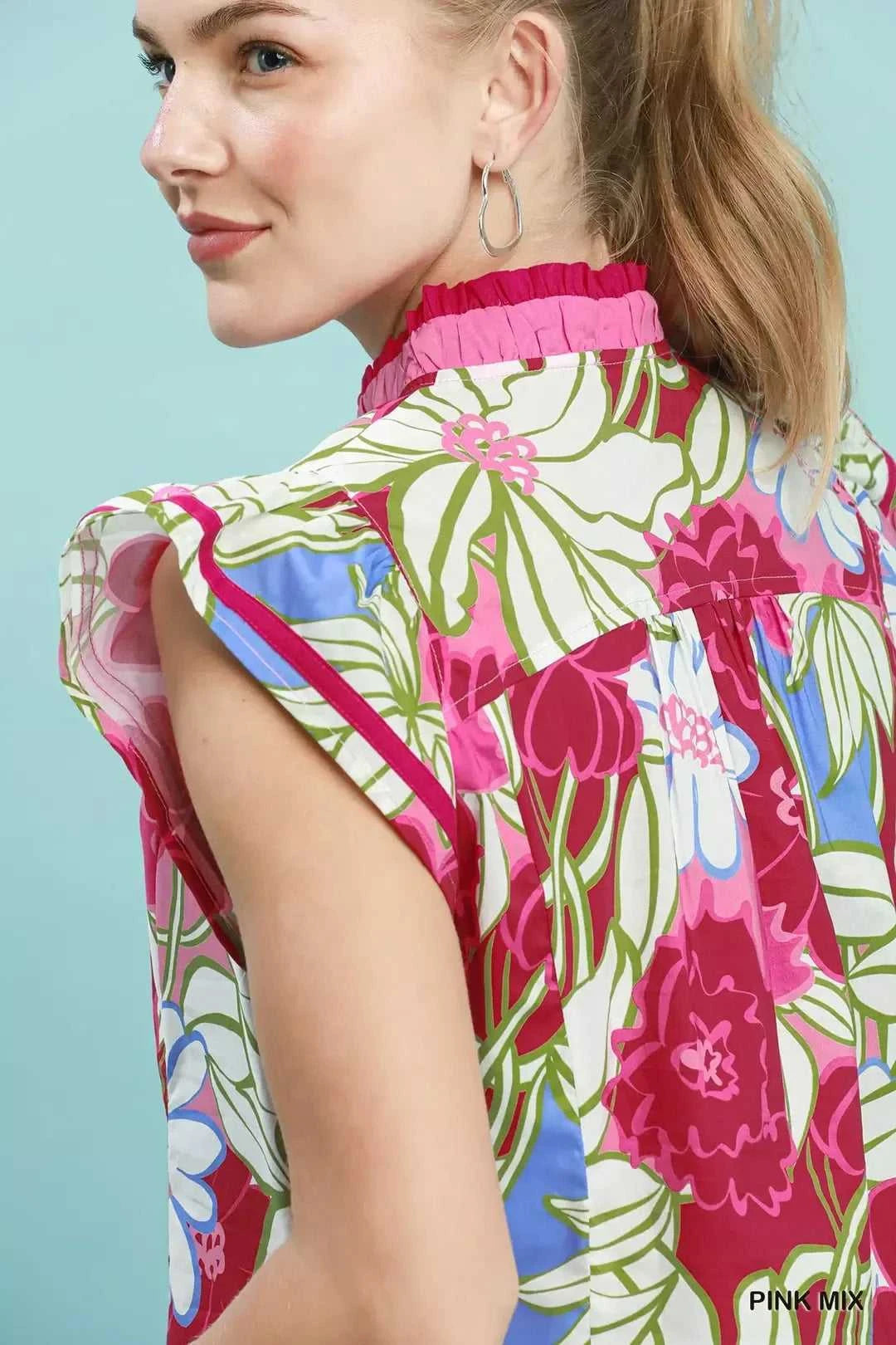 Umgee Bold Floral Flutter Sleeve Top 100100930731872 49 Affordable Fashion Under $100 Jerry's Apparel 