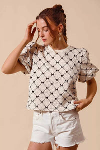 SO ME Bow Texture Woven Bubble Sleeve Top 100100611111697 44 Affordable Fashion Under $100 Jerry's Apparel 
