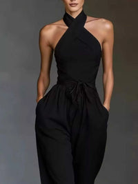 Halter Neck Wide-Leg Jumpsuit with Waist-Tie Detail 101001566820821 48 Affordable Fashion Under $100 Jerry's Apparel 
