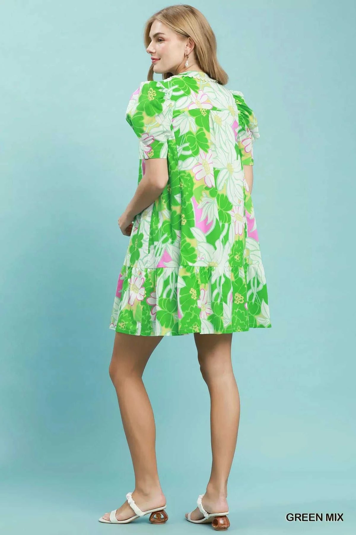 Umgee Floral Puff Sleeve Tiered Mini Dress 100100123971887 60 Affordable Fashion Under $100 Jerry's Apparel 