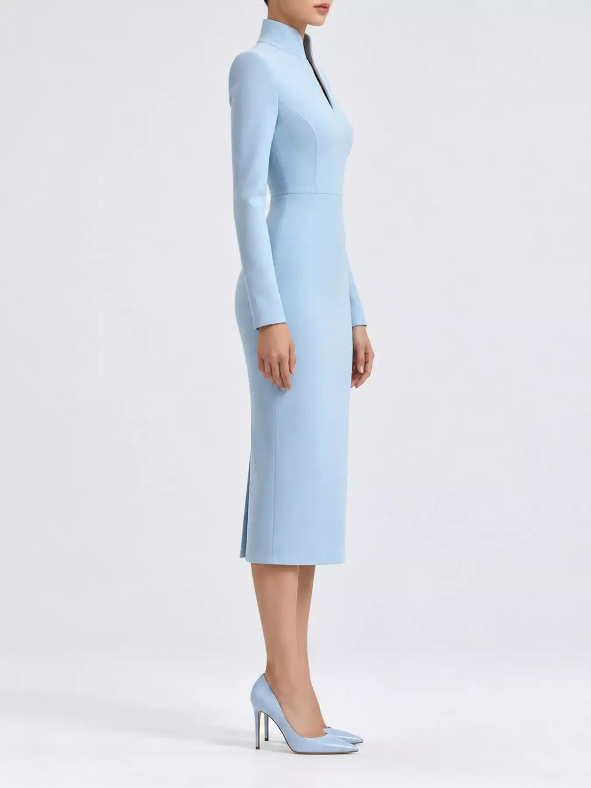 Full Size Stand-Collar Long-Sleeve Midi Dress Plus Size 101001432460062 48 Affordable Fashion Under $100 Jerry's Apparel 