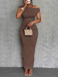 One-Shoulder Textured Maxi Dress 100100149360096 25 Seasonal Fashion Collections Jerry's Apparel 