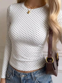 Long Sleeve Polka Dot Slim Fit T-Shirt 101001890142731 27 Affordable Fashion Under $100 Jerry's Apparel 