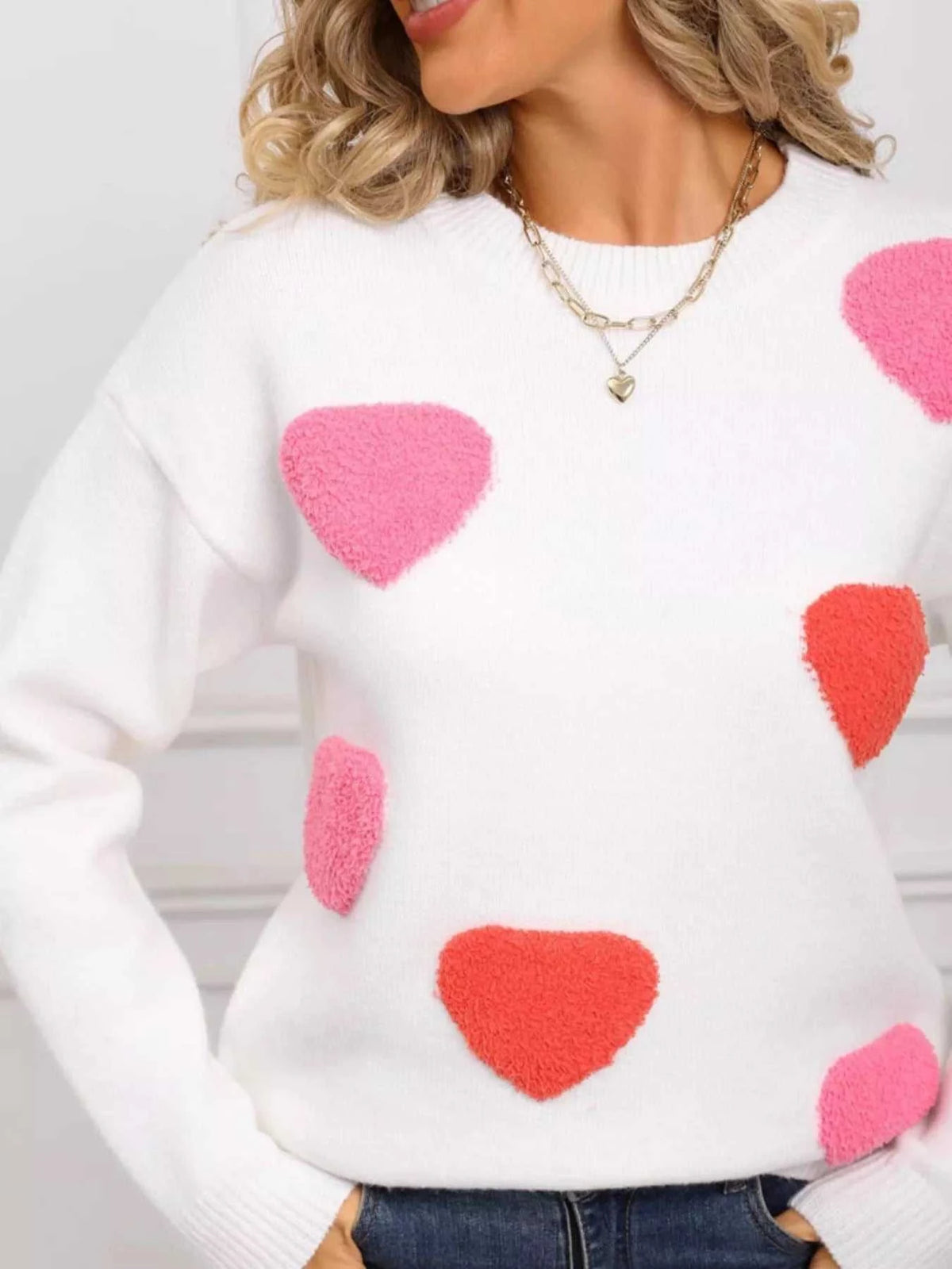 Valentine's Day Heart Pattern Long Sleeve Sweater 100100068468920 49 Affordable Fashion Under $100 Jerry's Apparel 