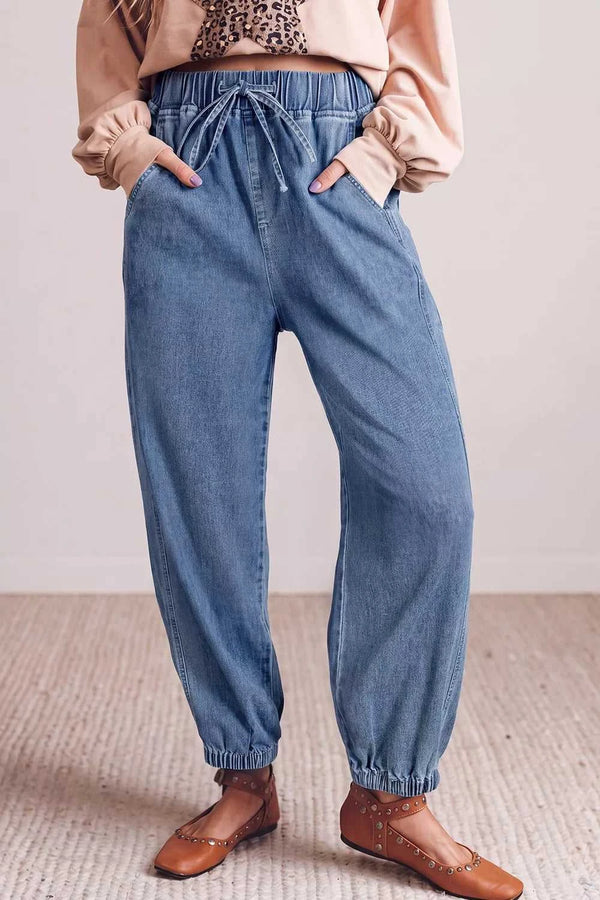 Elastic Waist Harem Ankle Length Jeans 101003551834756 68 Seasonal Fashion Collections Jerry's Apparel 