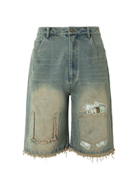 Men's Frayed Hem Denim Shorts