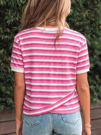 Textured Knit Short Sleeve Crossed Detail Tee 100100489772010 24 Affordable Fashion Under $100 Jerry's Apparel 