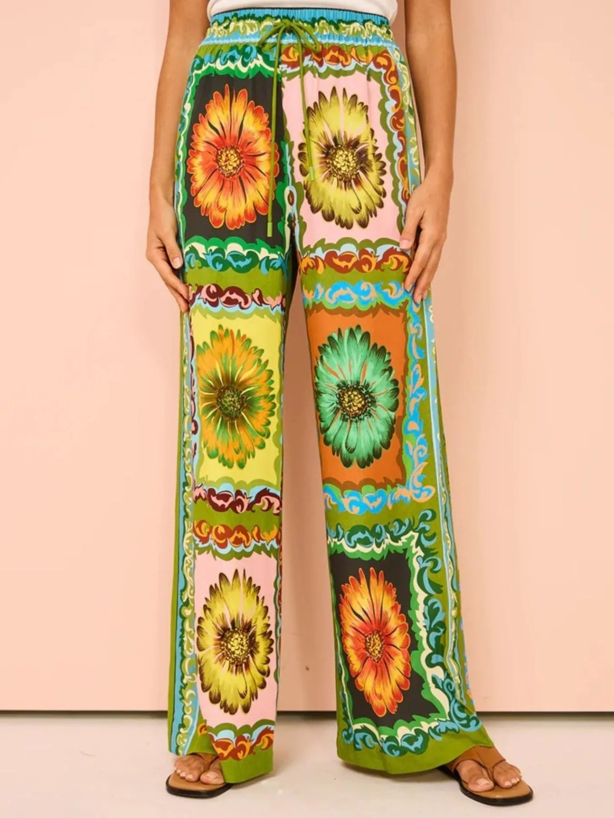 Printed Button Up Shirt and Pants Set