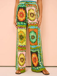 Printed Button Up Shirt and Pants Set