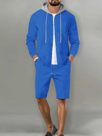 Men's Full Size Casual Hooded Button-Up Top and Shorts Set Plus Size 100400355175188 41 Affordable Fashion Under $100 Jerry's Apparel 