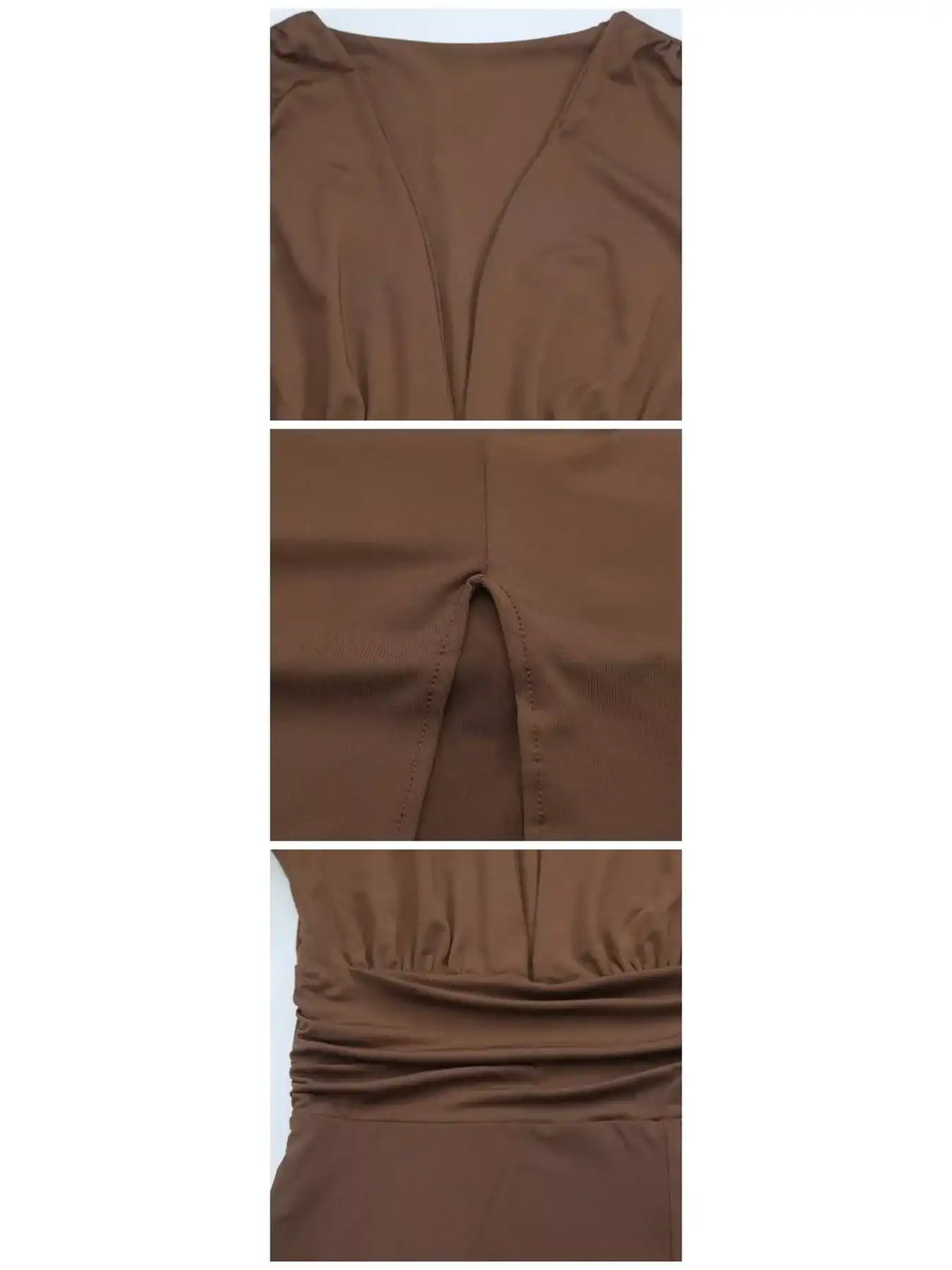 Deep V-Neck Ruched Bodycon Dress with High Slit 101001242970664 34 Gifts for Her Jerry's Apparel 