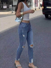 High-Waisted Distressed Skinny Jeans 101003101170825 38 Affordable Fashion Under $100 Jerry's Apparel 