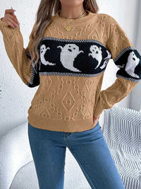 Halloween Ghost Pattern Textured Sweater 101002208811707 37 Affordable Fashion Under $100 Jerry's Apparel 