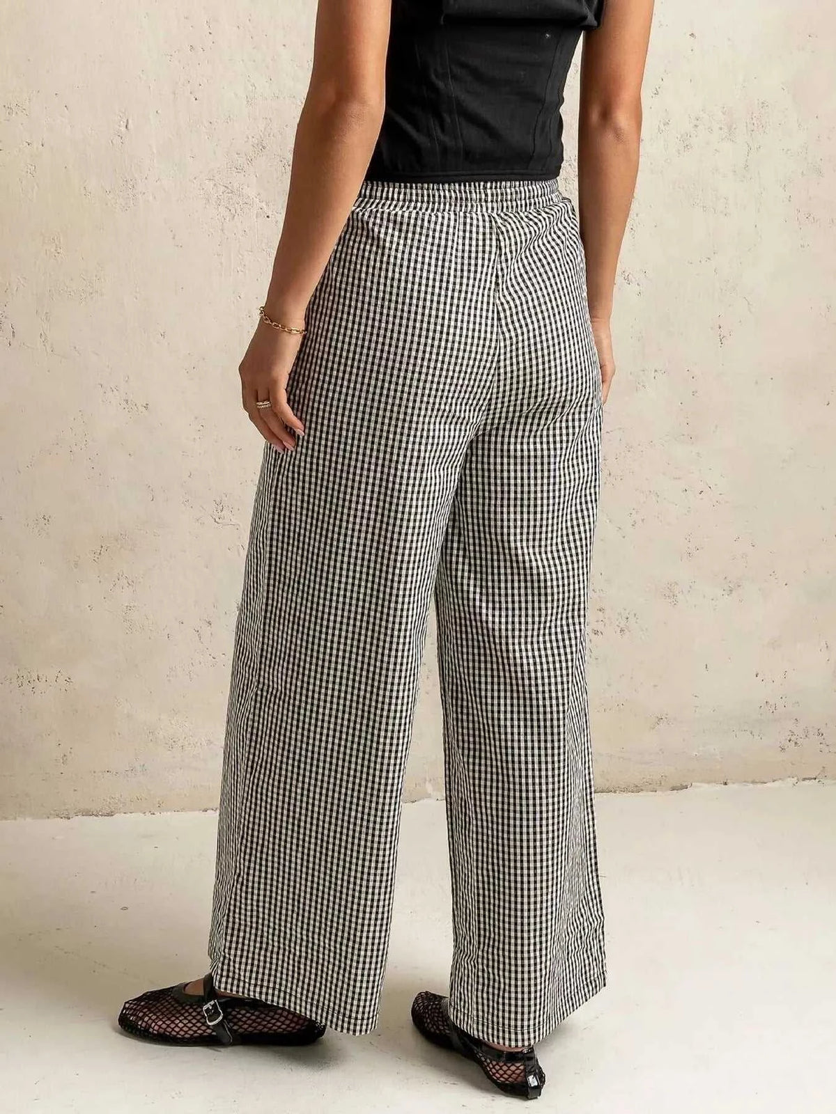 Gingham Print Wide Leg Casual Pants 100100684069548 30 Affordable Fashion Under $100 Jerry's Apparel 