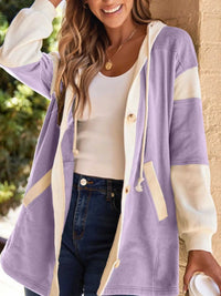 Waffle Contrast Knit Color Block Patchwork Button Front Oversize Hoodie 100100681856714 64 Affordable Fashion Under $100 Jerry's Apparel 