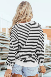 Striped Dropped Shoulder Long Sleeve Sweatshirt