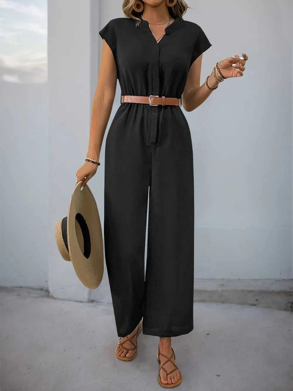 Perfee Notched Wide Leg Jumpsuit 100100292471565 33 Affordable Fashion Under $100 Jerry's Apparel 