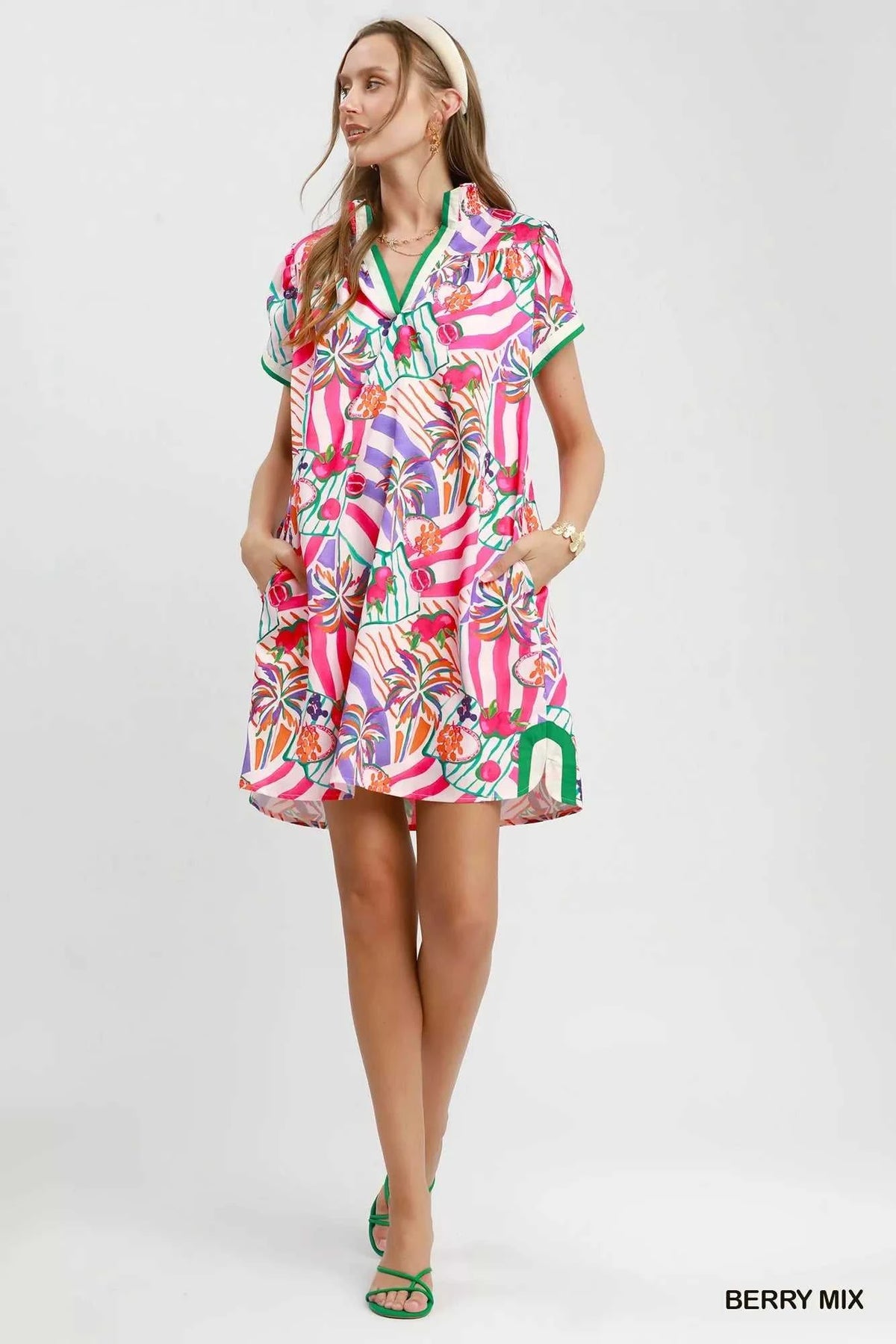 Umgee Tropical Print Collared Shift Dress 100100986501348 57 Affordable Fashion Under $100 Jerry's Apparel 