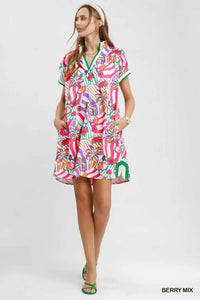 Umgee Tropical Print Collared Shift Dress 100100986501348 57 Affordable Fashion Under $100 Jerry's Apparel 