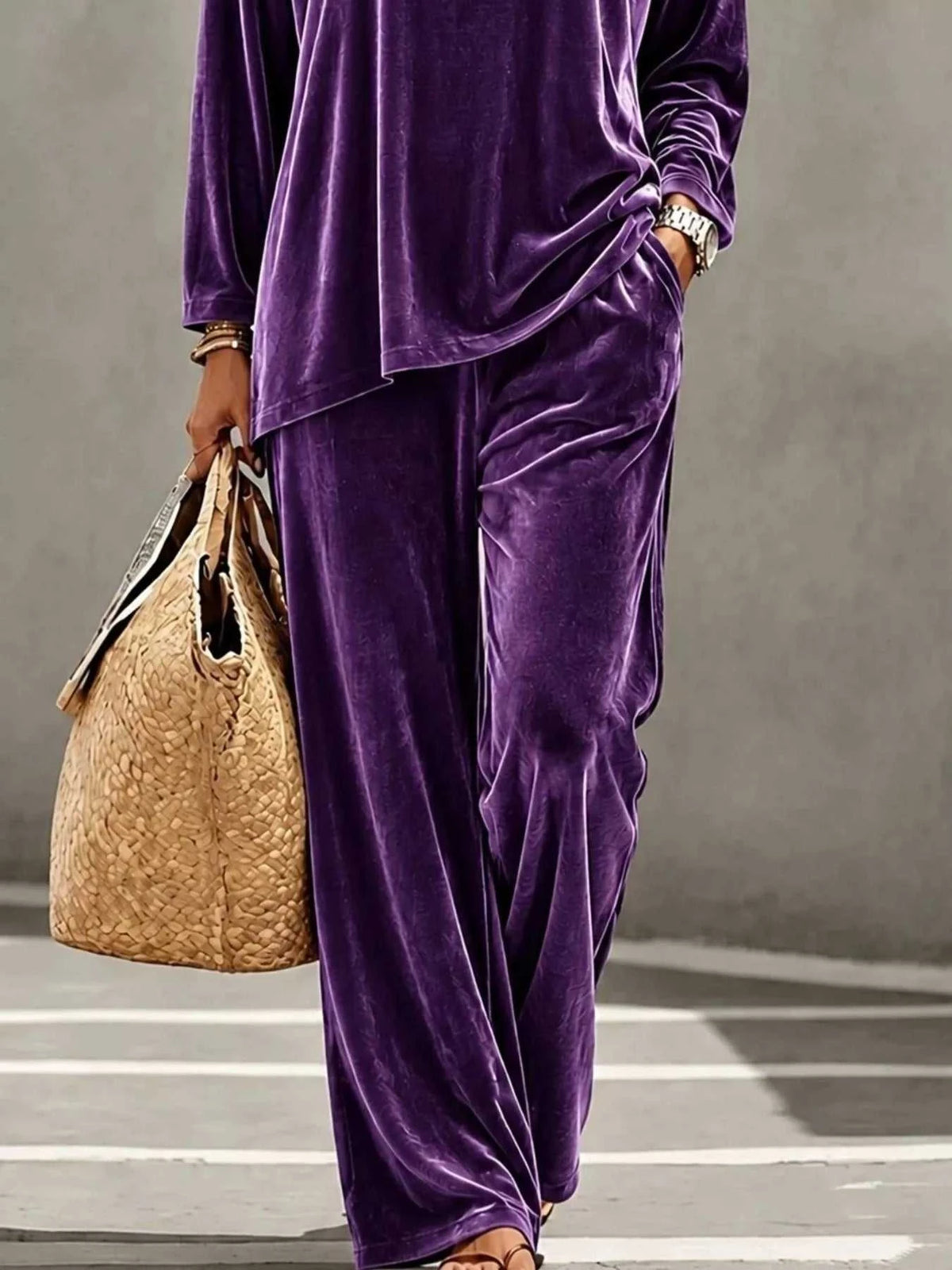 Full Size Velvet Long Sleeve Top and Pants Set Plus Size 100100551786793 45 Affordable Fashion Under $100 Jerry's Apparel 