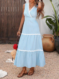 Striped Sleeveless Tiered Midi Dress 100100275600742 42 Affordable Fashion Under $100 Jerry's Apparel 