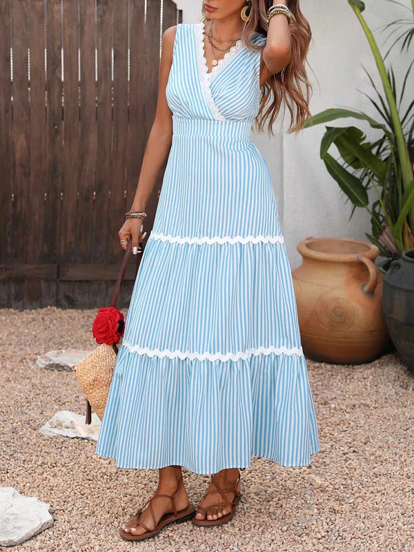 Striped Sleeveless Tiered Midi Dress 100100275600742 42 Affordable Fashion Under $100 Jerry's Apparel 