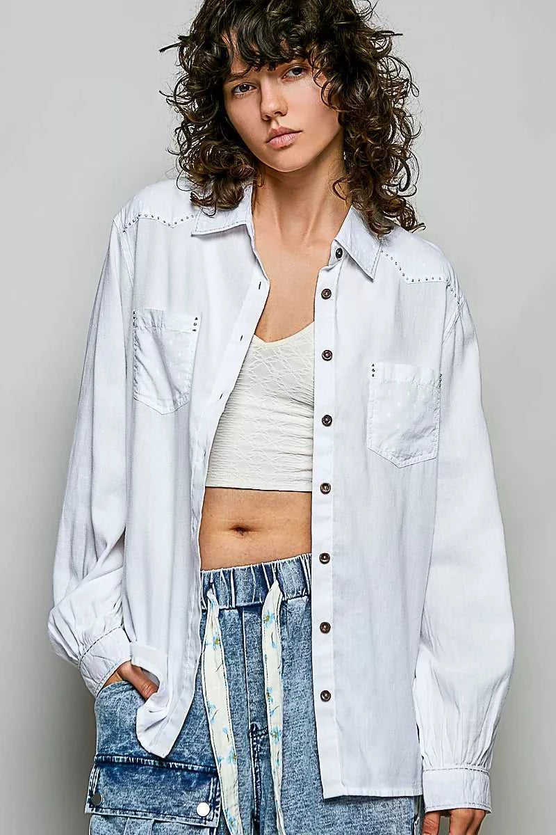 POL Washed Textured Cotton Western Button Front Shirt 100100131311307 54 Affordable Fashion Under $100 Jerry's Apparel 