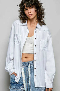 POL Washed Textured Cotton Western Button Front Shirt 100100131311307 54 Affordable Fashion Under $100 Jerry's Apparel 