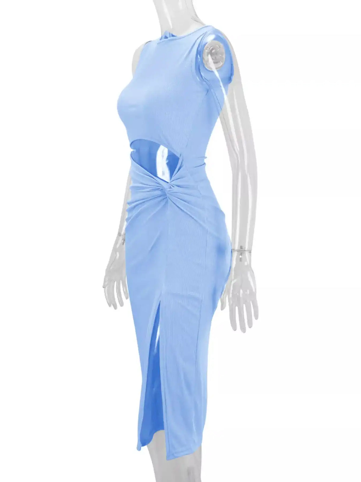 Sleeveless Cut-Out Ruched High-Slit Bodycon Dress 101001792800742 33 Gifts for Her Jerry's Apparel 
