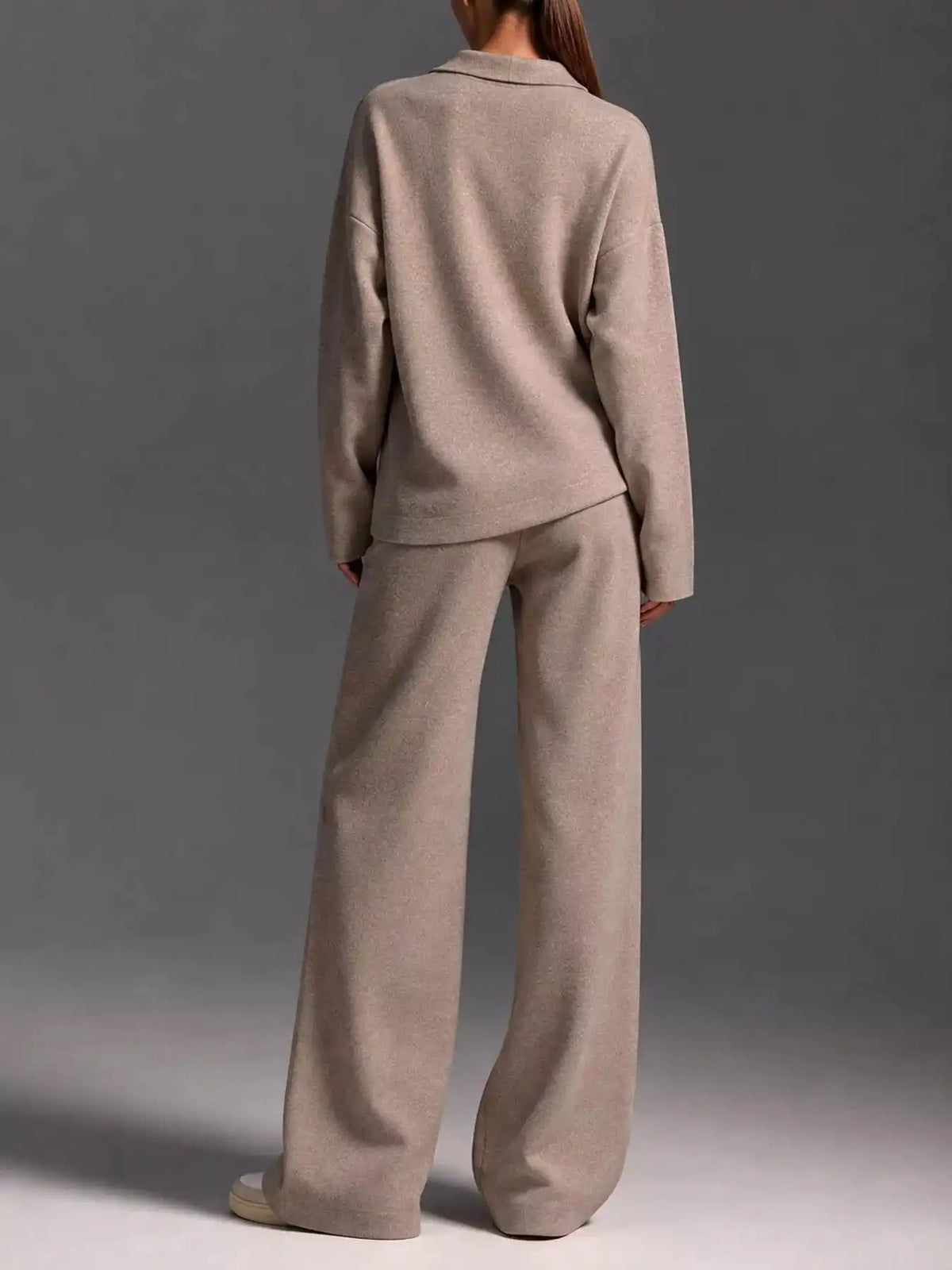 Polo Collar Top and Wide-Leg Pants Set 101001876960393 74 Affordable Fashion Under $100 Jerry's Apparel 