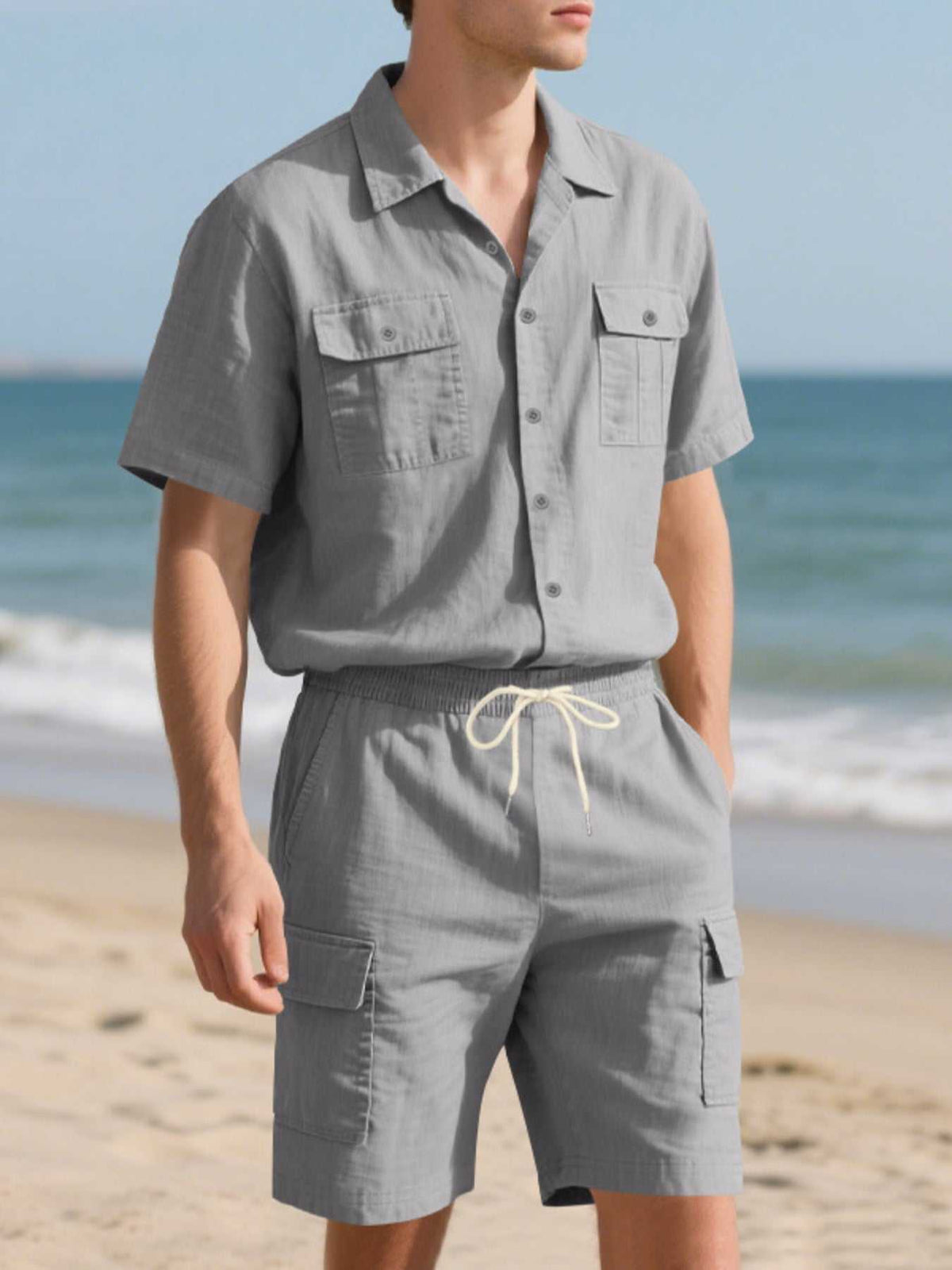 Men's Full Size Button Up Shirt and Shorts Set Plus Size 100400974487606 48 Affordable Fashion Under $100 Jerry's Apparel 