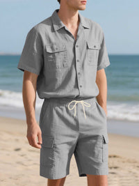 Men's Full Size Button Up Shirt and Shorts Set Plus Size 100400974487606 48 Affordable Fashion Under $100 Jerry's Apparel 