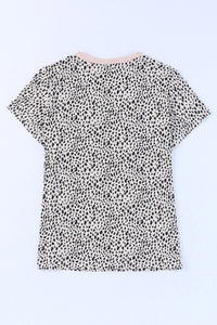 MAMA Animal Print Round Neck Short Sleeve T-Shirt