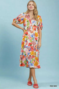 Umgee Watercolor Floral Tiered Midi Dress 100100286061904 62 Affordable Fashion Under $100 Jerry's Apparel 