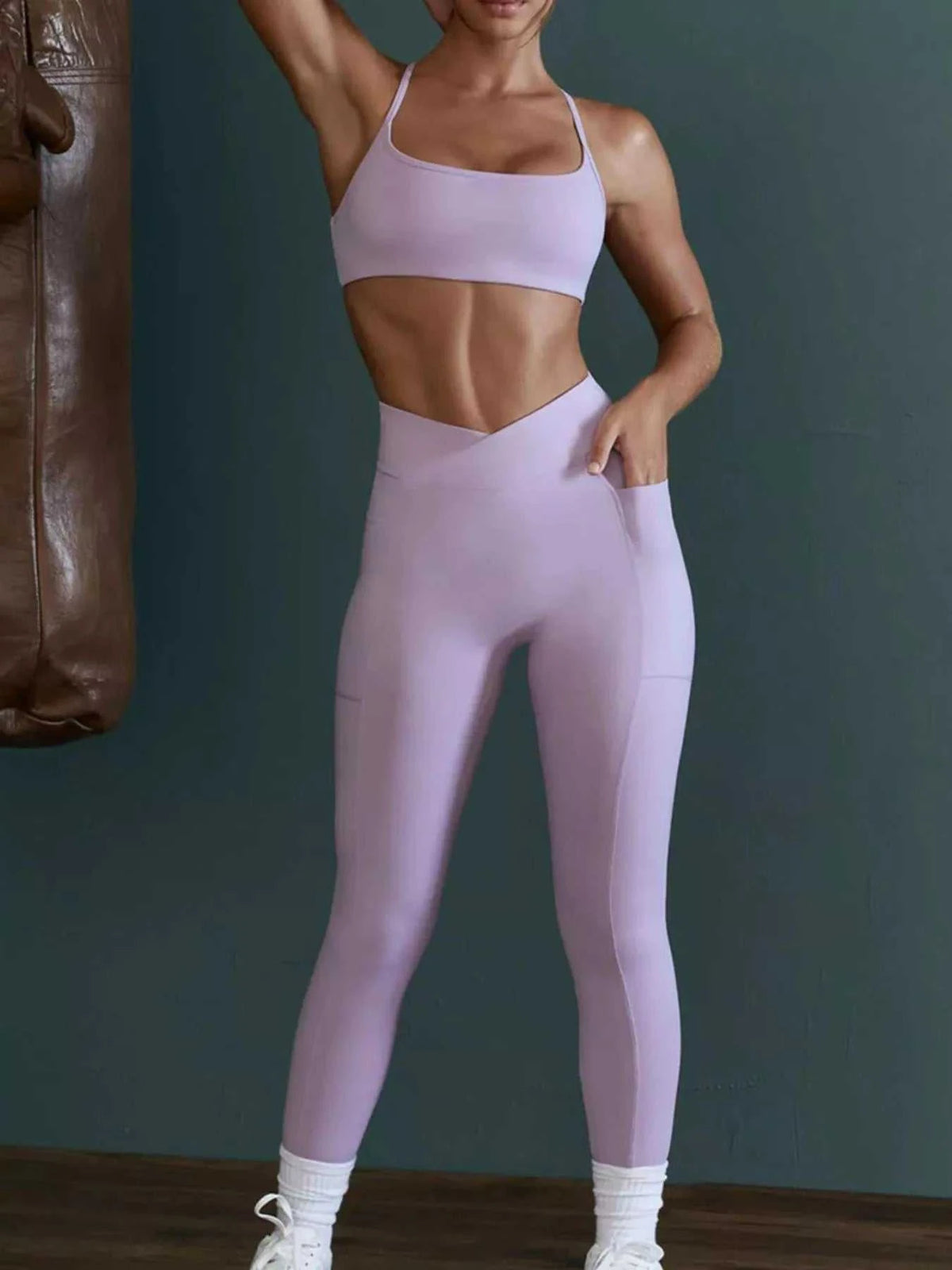 Seamless Cross-Waist Cami and Leggings Active Set 101006925782372 109 Comfortable Weekend Sets Jerry's Apparel 