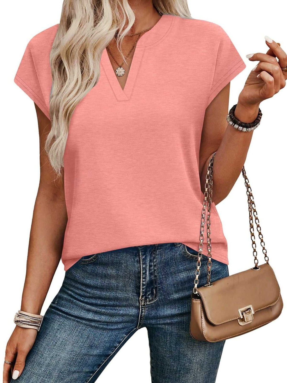 Notched Short Sleeve T-Shirt 100100058945563 25 Affordable Fashion Under $100 Jerry's Apparel 