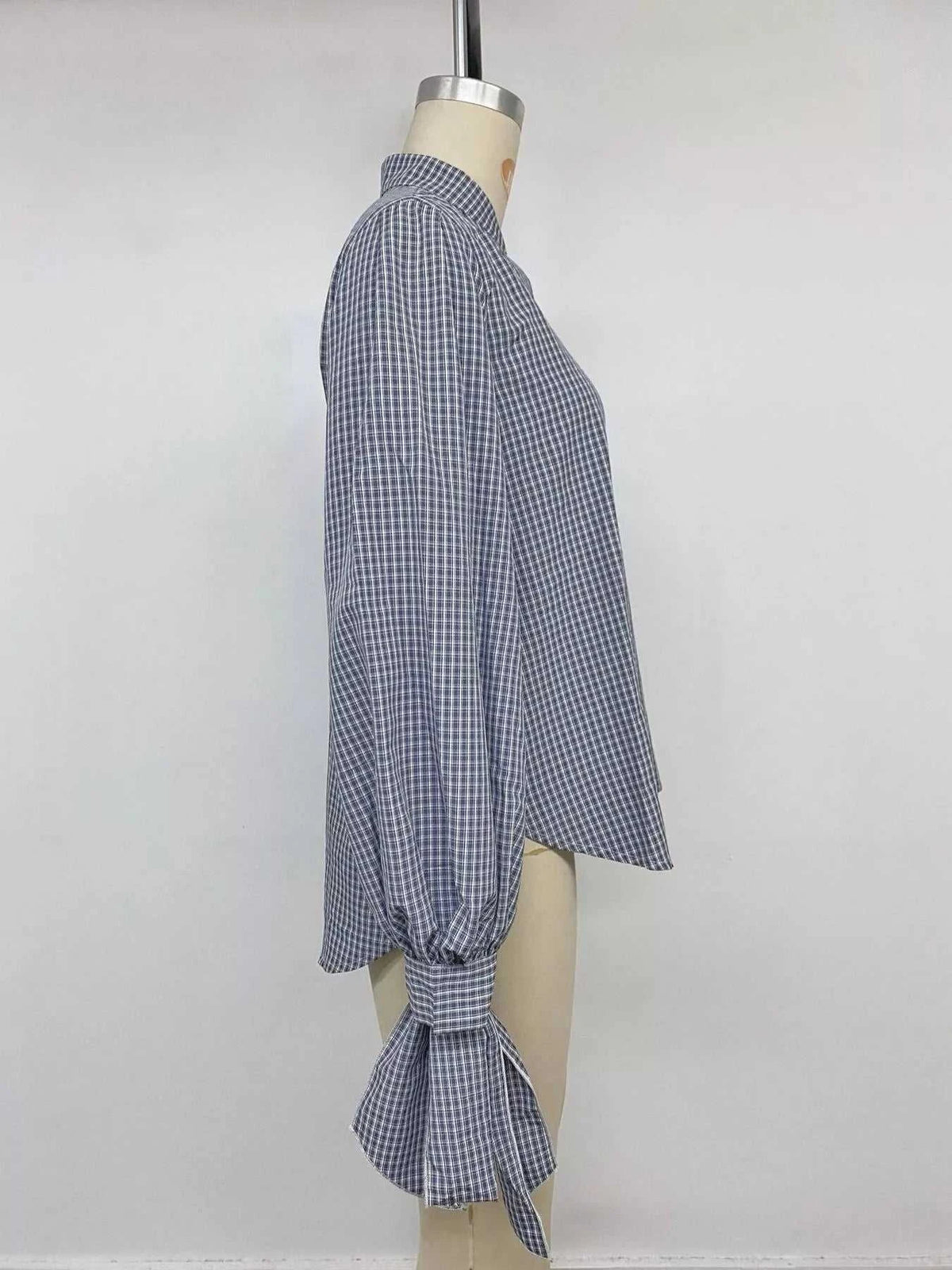 Gingham Button Up Shirt with Tie-Sleeve Detail 101001756453060 45 Affordable Fashion Under $100 Jerry's Apparel 