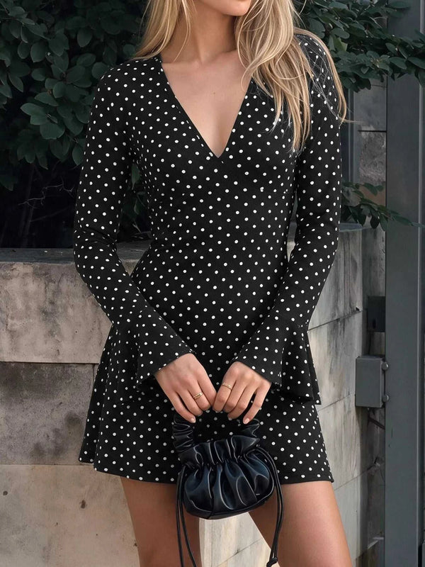 Polka Dot Long Sleeve Ruffle Hem Mini Dress 101001431407704 43 Gifts for Her Jerry's Apparel 