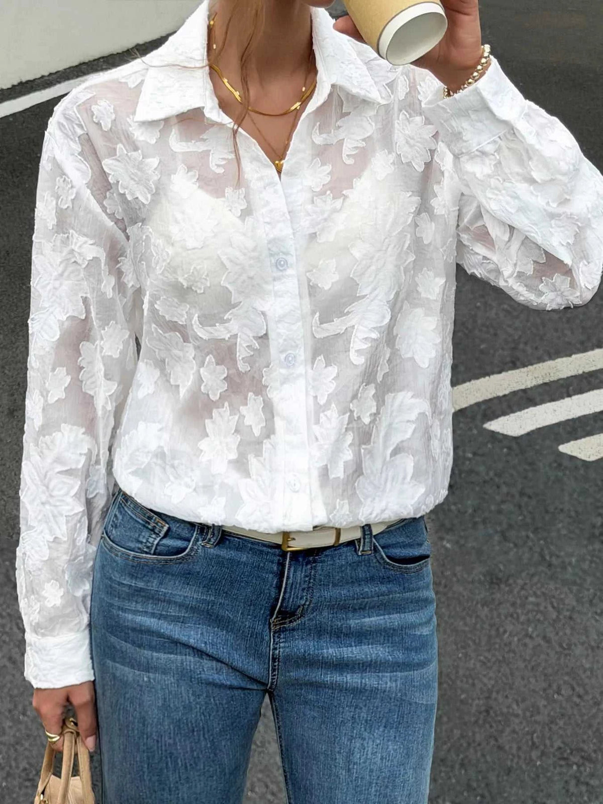 Sheer Floral Button Up Shirt 100100644454116 50 Affordable Fashion Under $100 Jerry's Apparel 