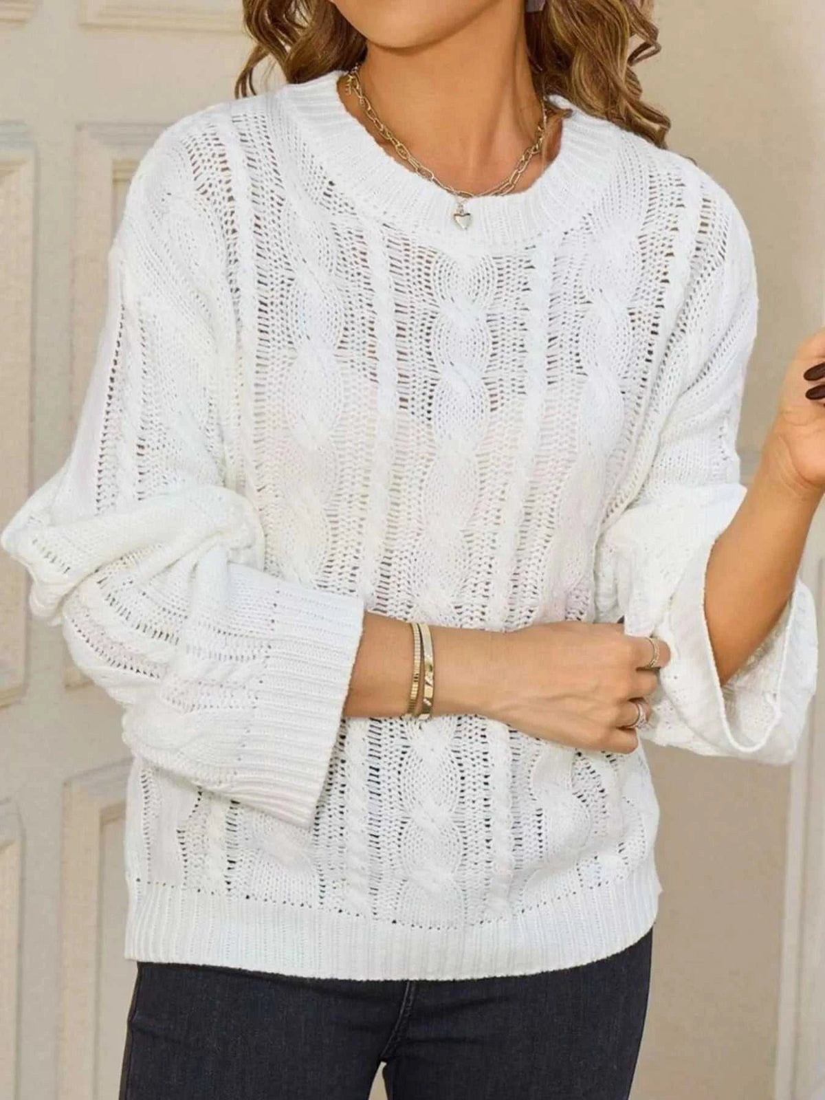 Cable Knit Long Sleeve Sweater 100100664831062 46 Affordable Fashion Under $100 Jerry's Apparel 