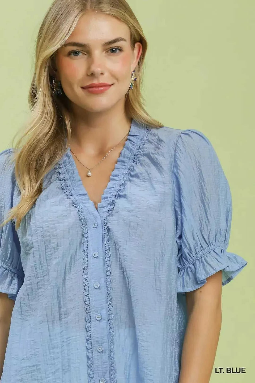 Umgee Textured Button-Front Puff Sleeve Top 100100800531903 49 Affordable Fashion Under $100 Jerry's Apparel 