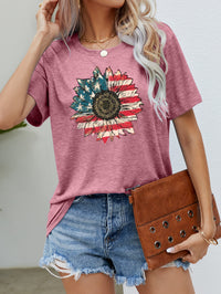 US Flag Flower Graphic Tee