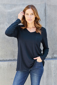 Full Size V-Neck Long Sleeve Top