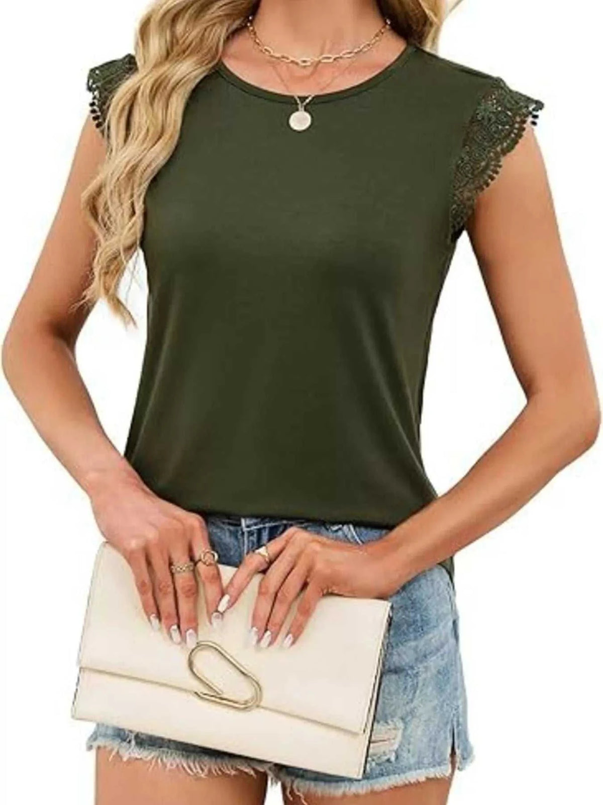 Lace Trim Round Neck Top 100100889966159 23 Affordable Fashion Under $100 Jerry's Apparel 